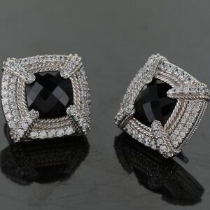 Judith Ripka Sterling Silver, Onyx & Cubic Zirconia Pierced Earrings
